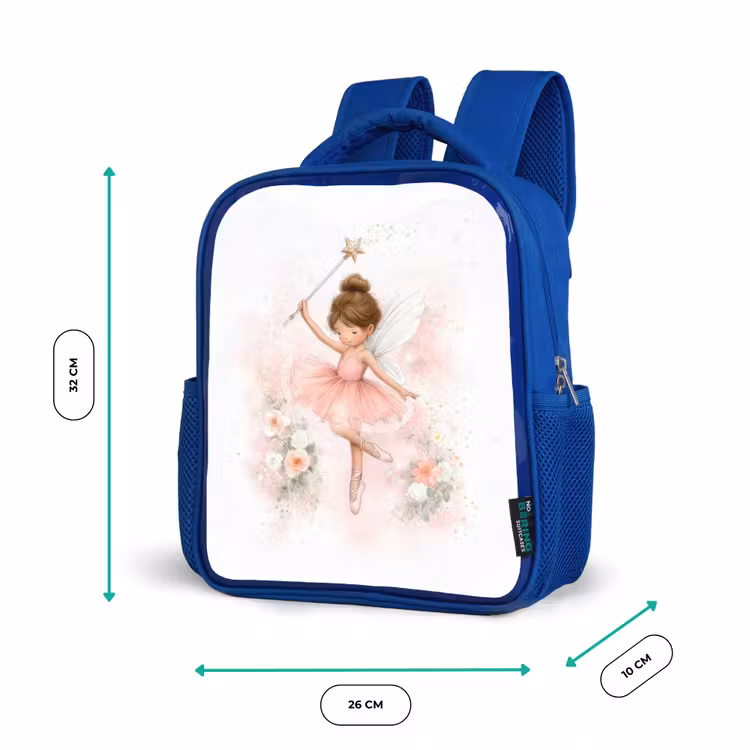 Rugzak kind - blauw - Lichte bloemenfee in roze tutu met toverstaf — 5
