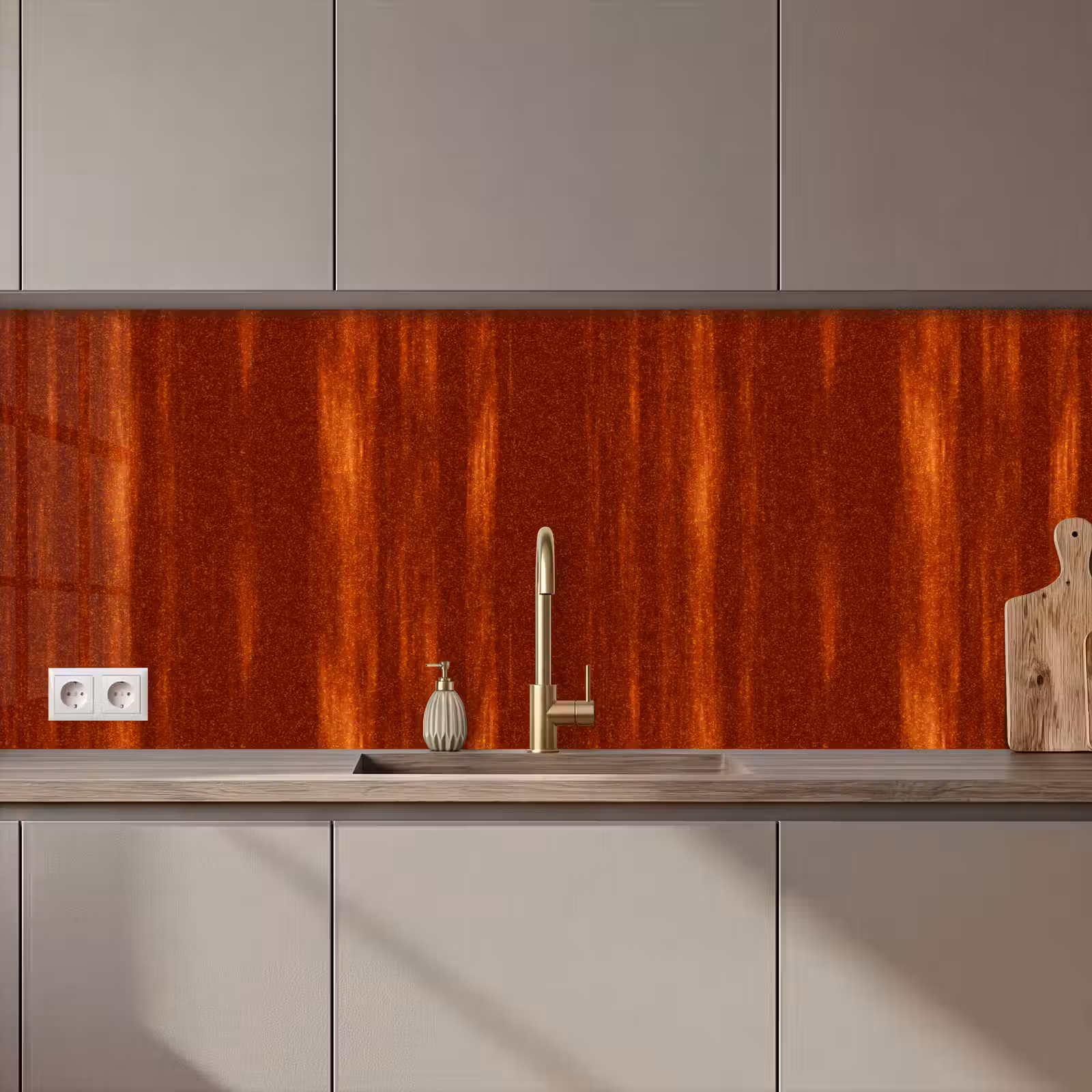 Keuken achterwand - Oranje - Rood - Roest - Metaal — 1
