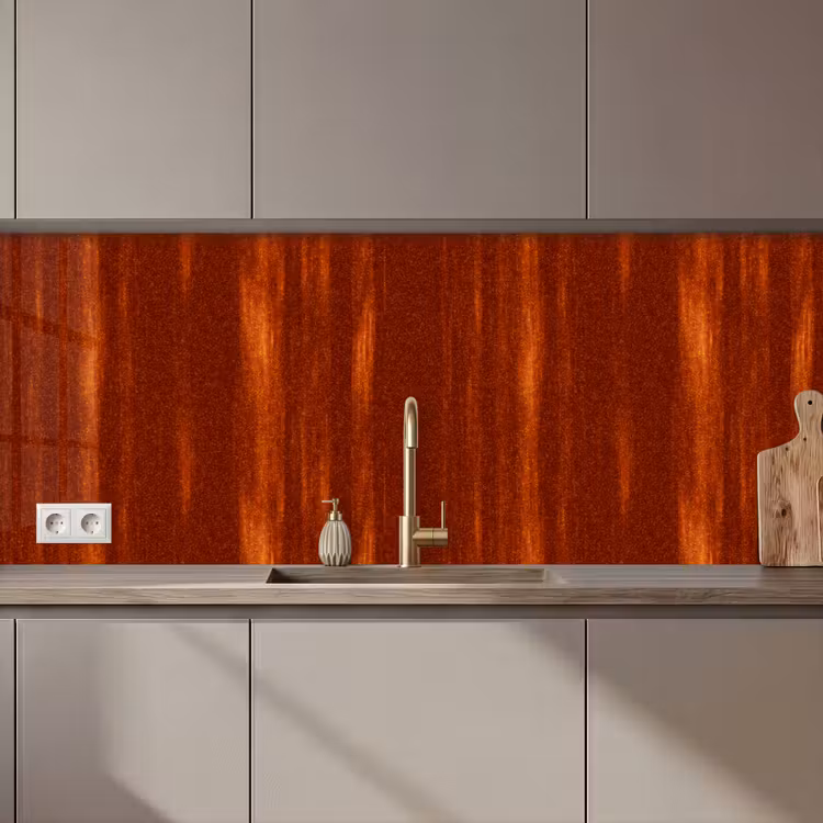 Keuken achterwand - Oranje - Rood - Roest - Metaal — 1