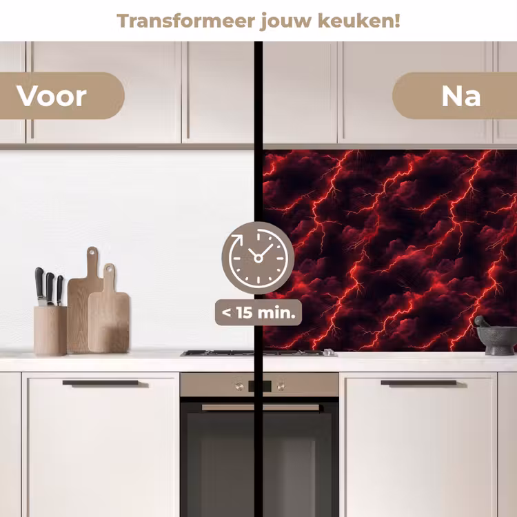 Keuken achterwand - Rood - Onweer - Bliksem - Wolken — 2