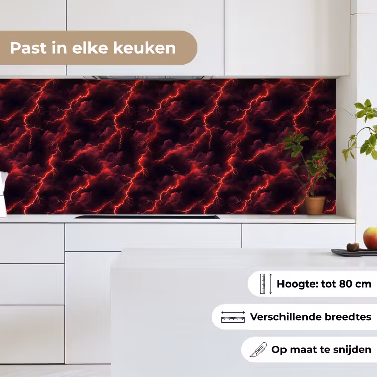 Keuken achterwand - Rood - Onweer - Bliksem - Wolken — 4
