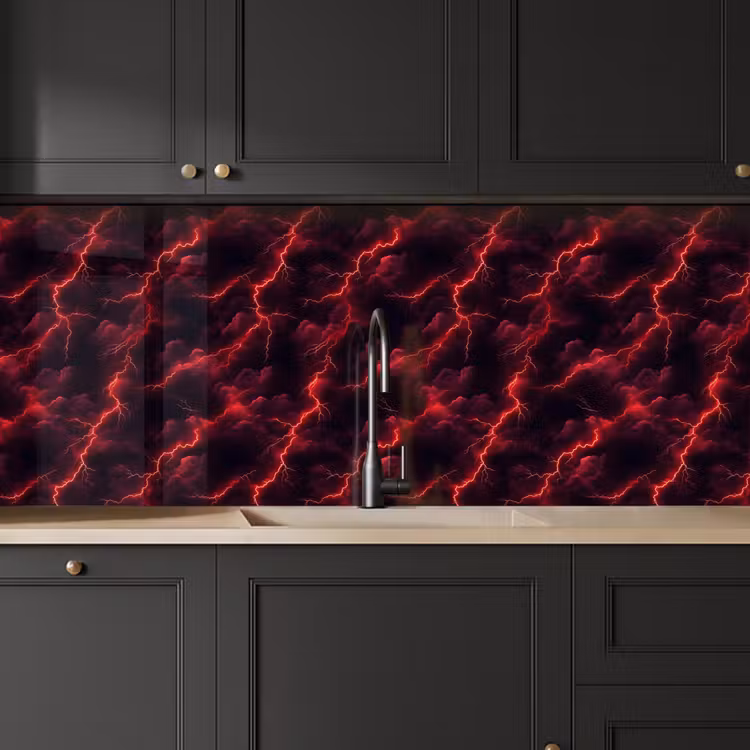 Keuken achterwand - Rood - Onweer - Bliksem - Wolken — 6