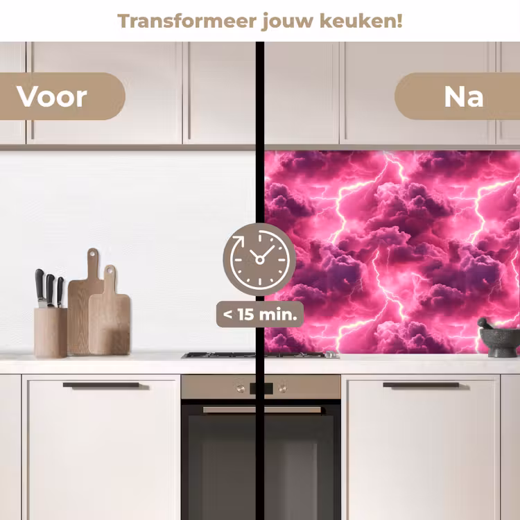 Keuken achterwand - Roze - Onweer - Wolken — 2