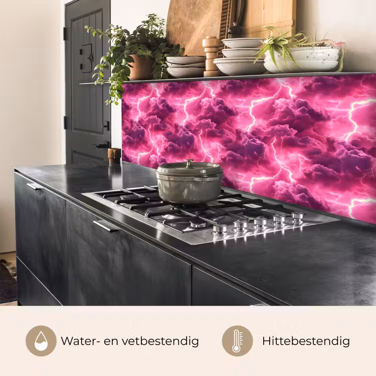 Keuken achterwand - Roze - Onweer - Wolken — 3