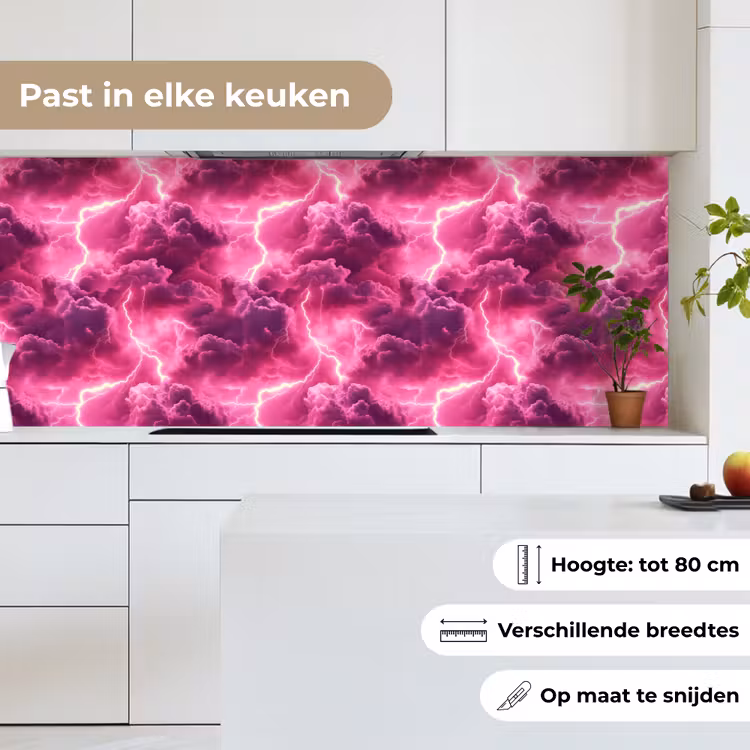 Keuken achterwand - Roze - Onweer - Wolken — 4