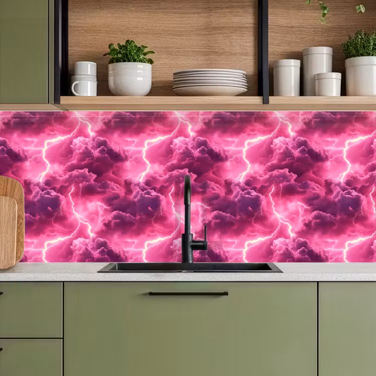 Keuken achterwand - Roze - Onweer - Wolken — 5