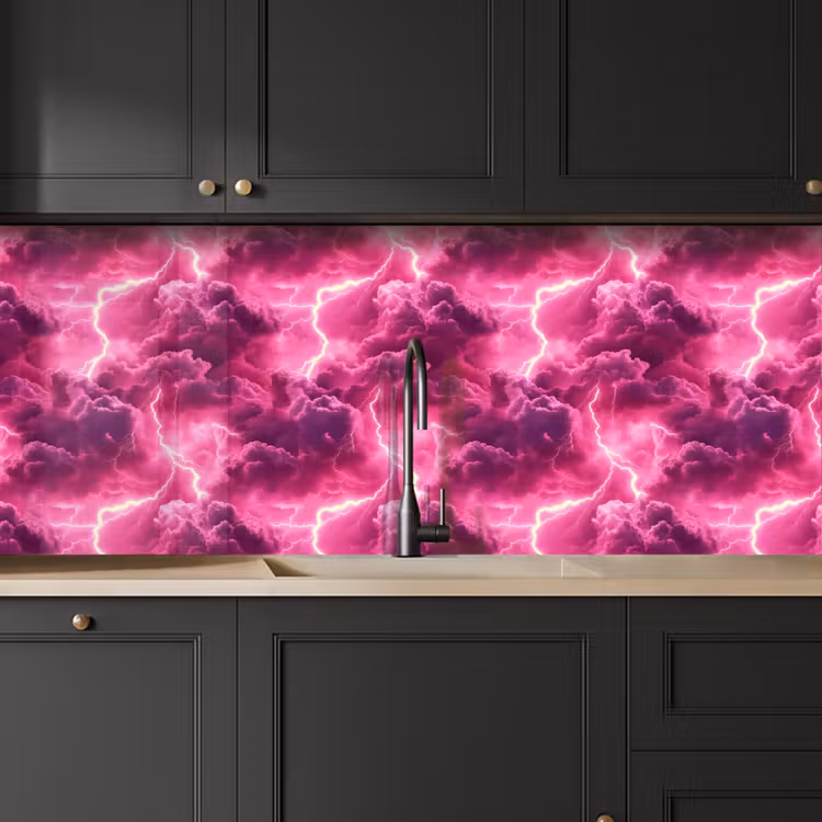 Keuken achterwand - Roze - Onweer - Wolken — 6