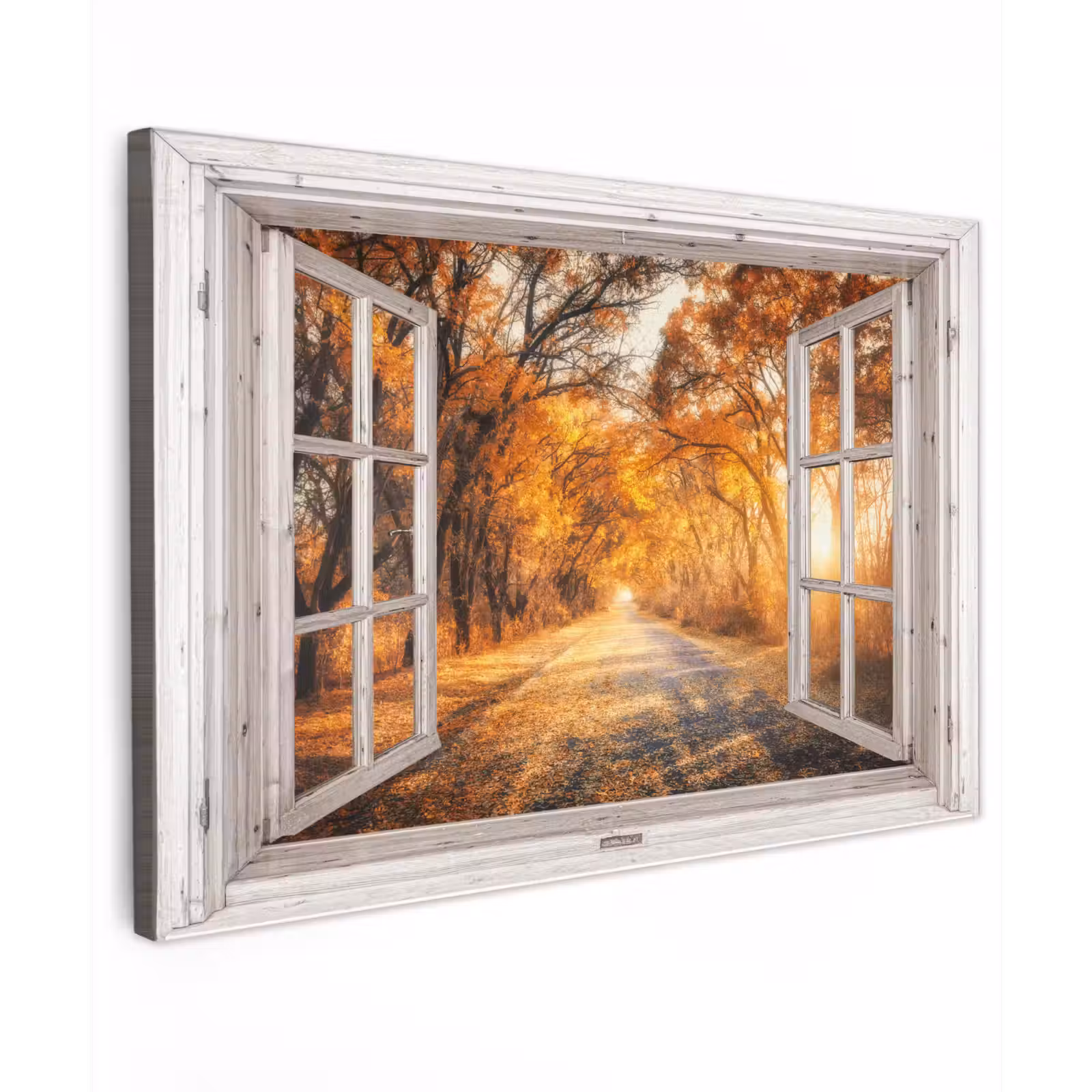 Buiten canvas - Bos - Herfst - Bomen - Bospad - Natuur - Doorkijk — 1