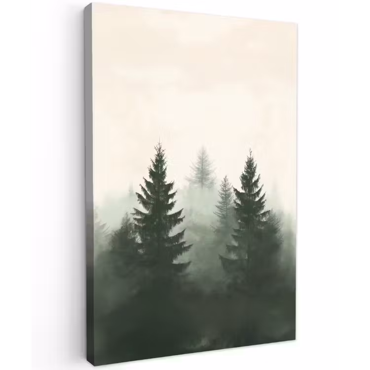 Buiten canvas - Sparren - Bomen - Groen - Beige — 1