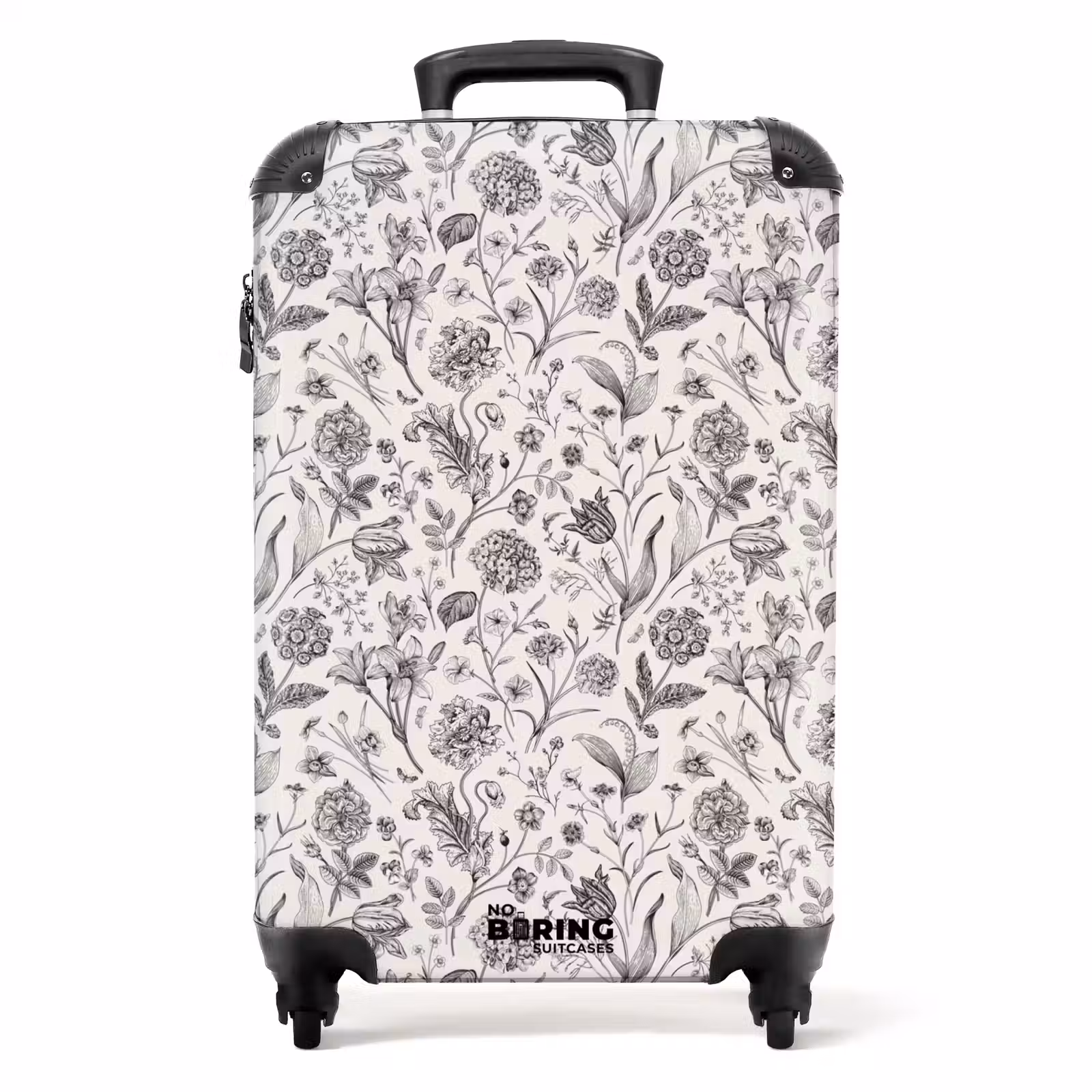 Koffer - Klassiek bloemen patroon zwart en wit — 1
