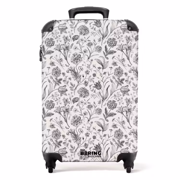 Koffer - Klassiek bloemen patroon zwart en wit — 1
