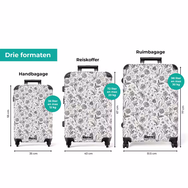 Koffer - Klassiek bloemen patroon zwart en wit — 3