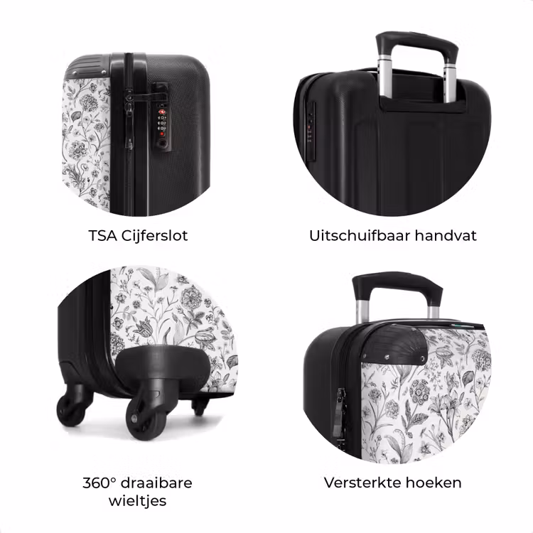 Koffer - Klassiek bloemen patroon zwart en wit — 8
