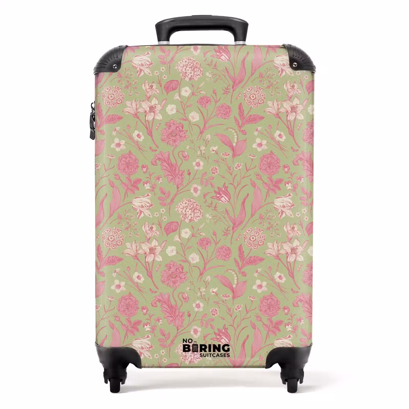 Koffer - Klassiek bloemen patroon roze en groen — 1