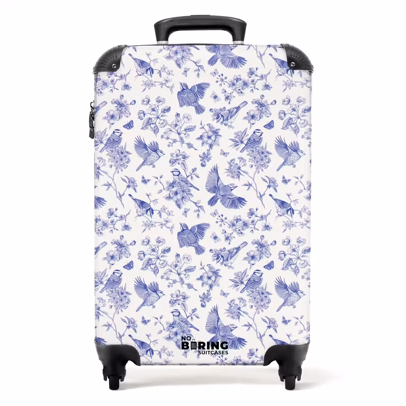 Koffer - Klassiek vogel en bloemen patroon blauw met wit — 1