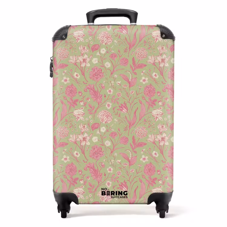 Koffer - Klassiek bloemen patroon roze en groen — 1