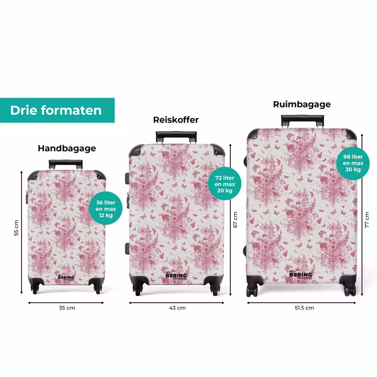 Koffer - Klassiek boeket patroon roze — 3