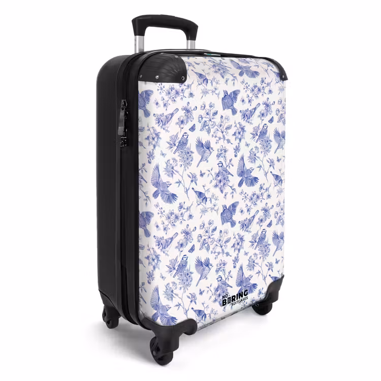 Koffer - Klassiek vogel en bloemen patroon blauw met wit — 2