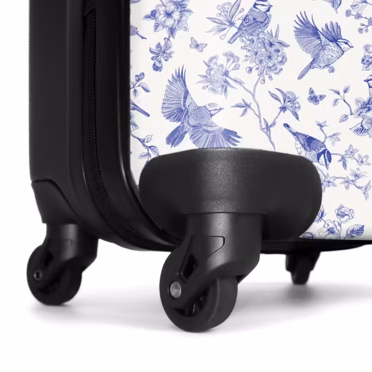 Koffer - Klassiek vogel en bloemen patroon blauw met wit — 7