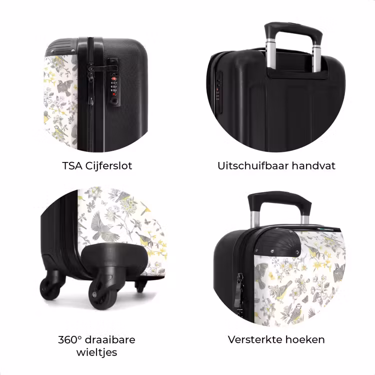 Koffer - Klassiek vogel en bloemen patroon geel — 8