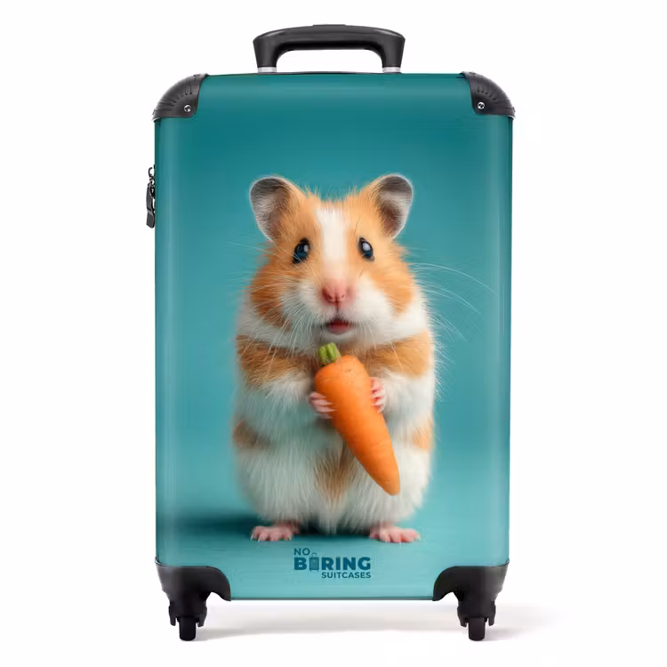Koffer - Hamster met een wortel op een blauwe achtergrond — 1