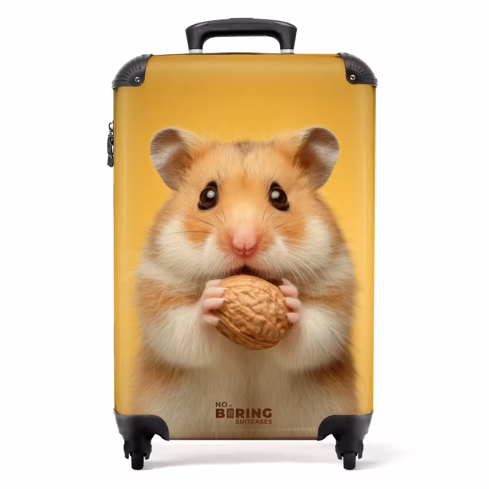 Koffer - Hamster met een nootje op een gele achtergrond — 1