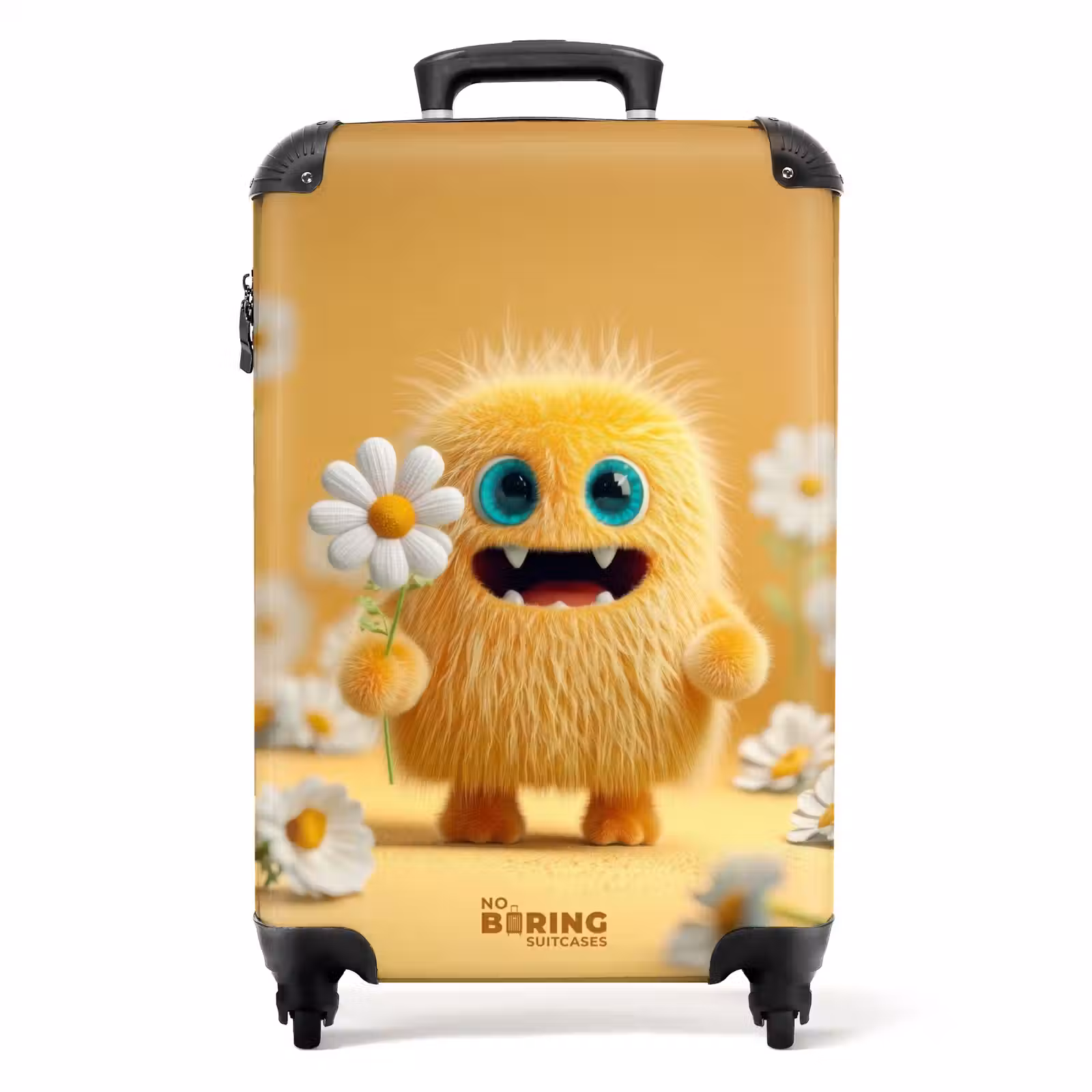 Koffer - Vrolijk pluizig monstertje met bloem — 1