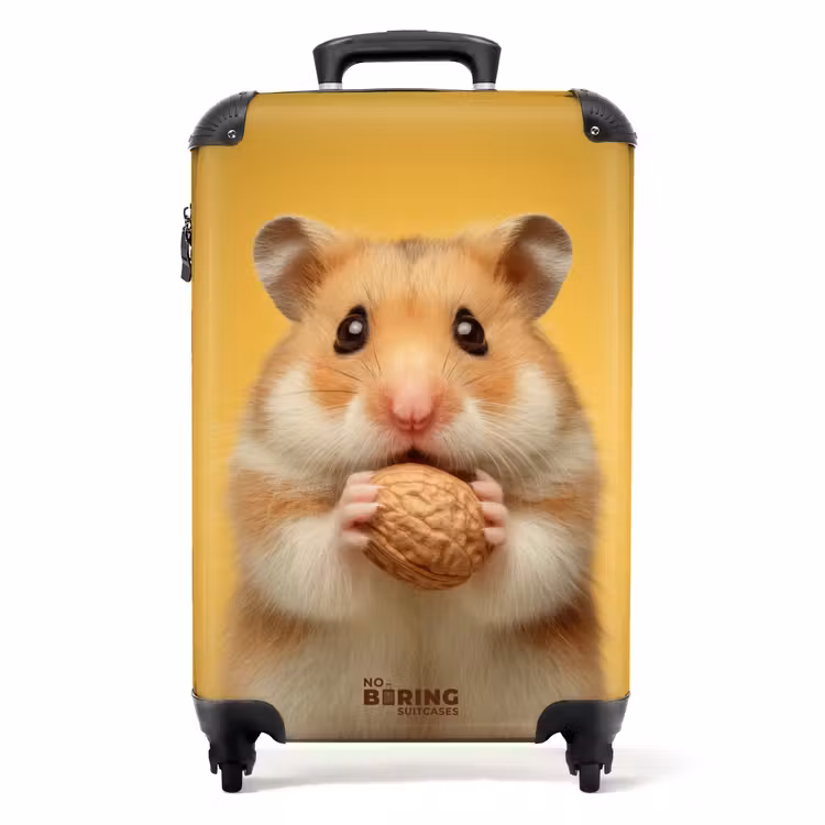 Koffer - Hamster met een nootje op een gele achtergrond — 1
