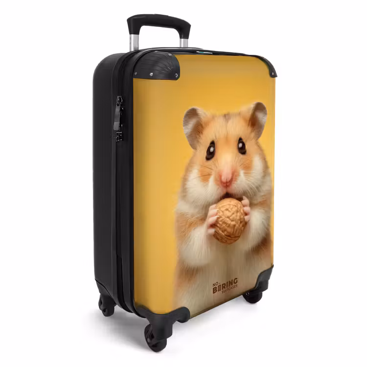 Koffer - Hamster met een nootje op een gele achtergrond — 2