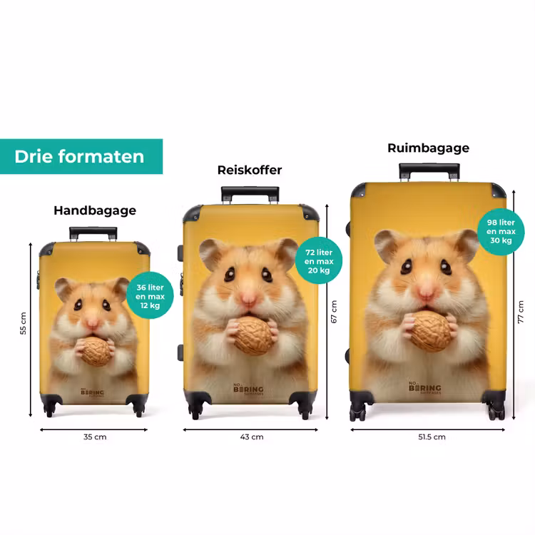 Koffer - Hamster met een nootje op een gele achtergrond — 3