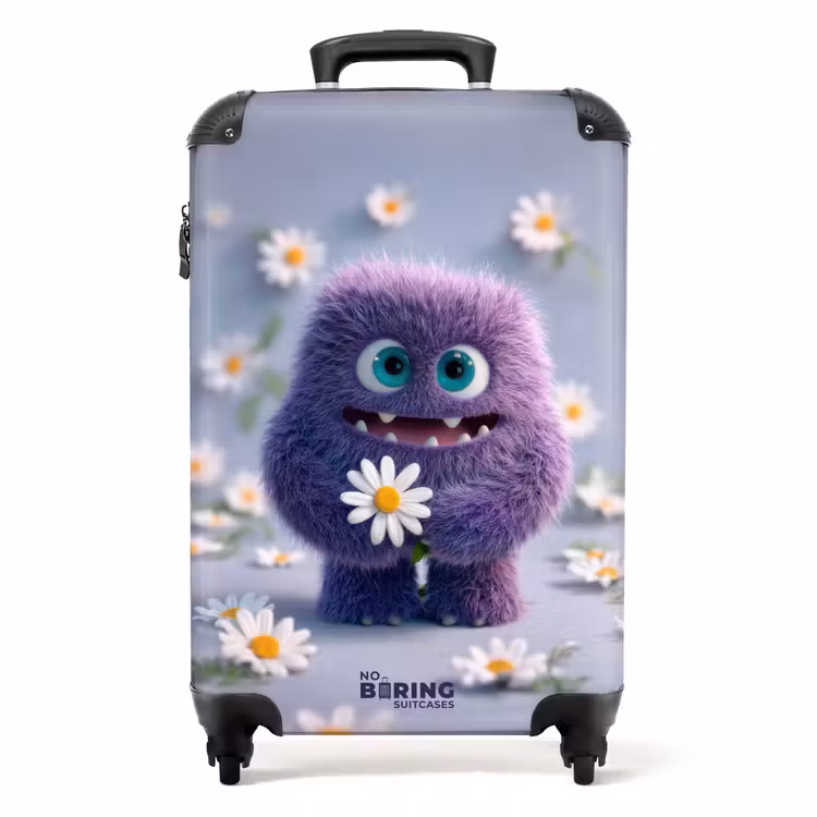Koffer - paars monster met madeliefjes — 1