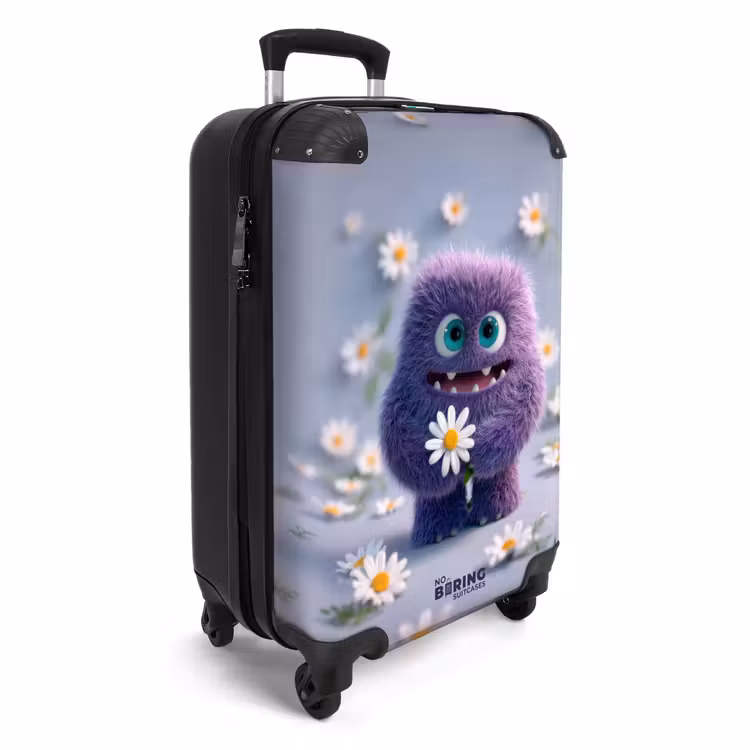 Koffer - paars monster met madeliefjes — 2