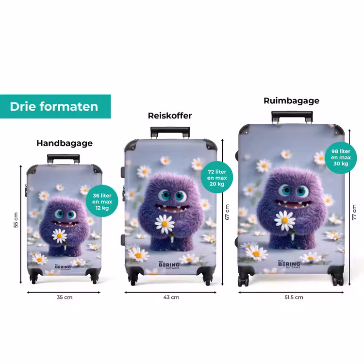 Koffer - paars monster met madeliefjes — 3