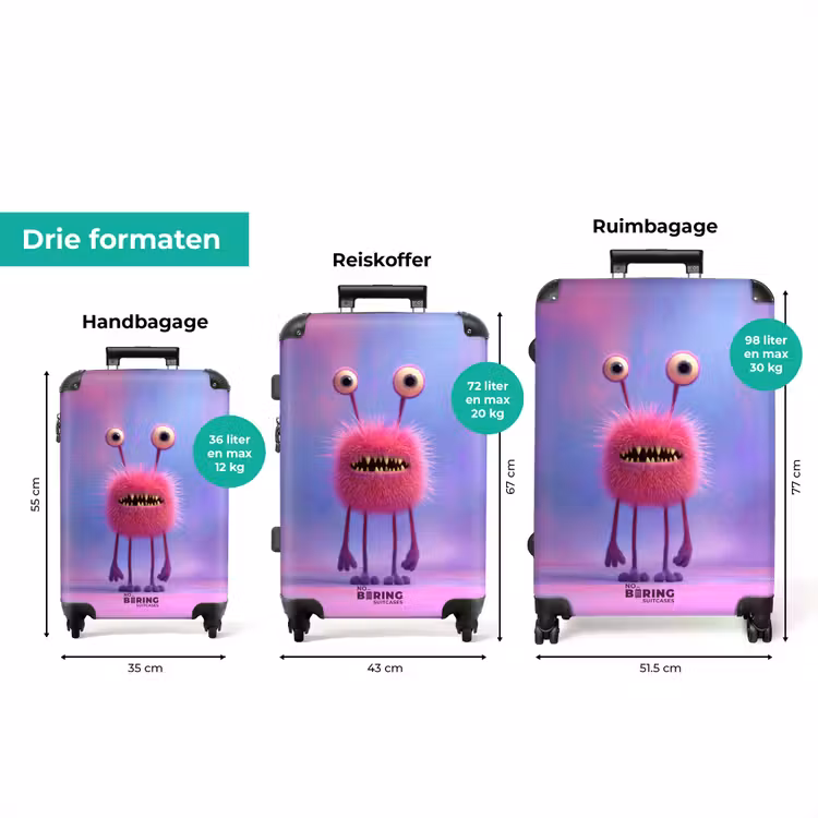 Koffer - Roze monster op een pastel achtergrond — 3