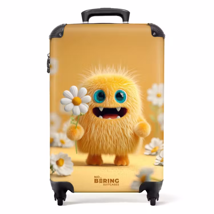 Koffer - Vrolijk pluizig monstertje met bloem — 1