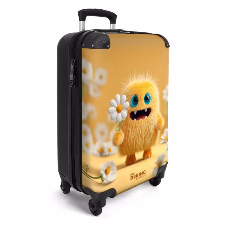 Koffer - Vrolijk pluizig monstertje met bloem — 2