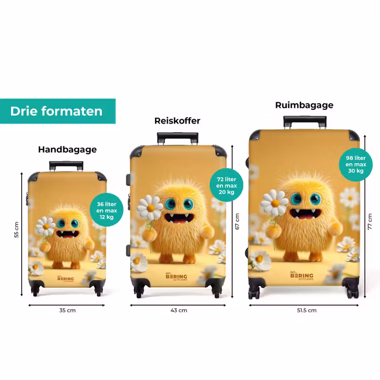 Koffer - Vrolijk pluizig monstertje met bloem — 3