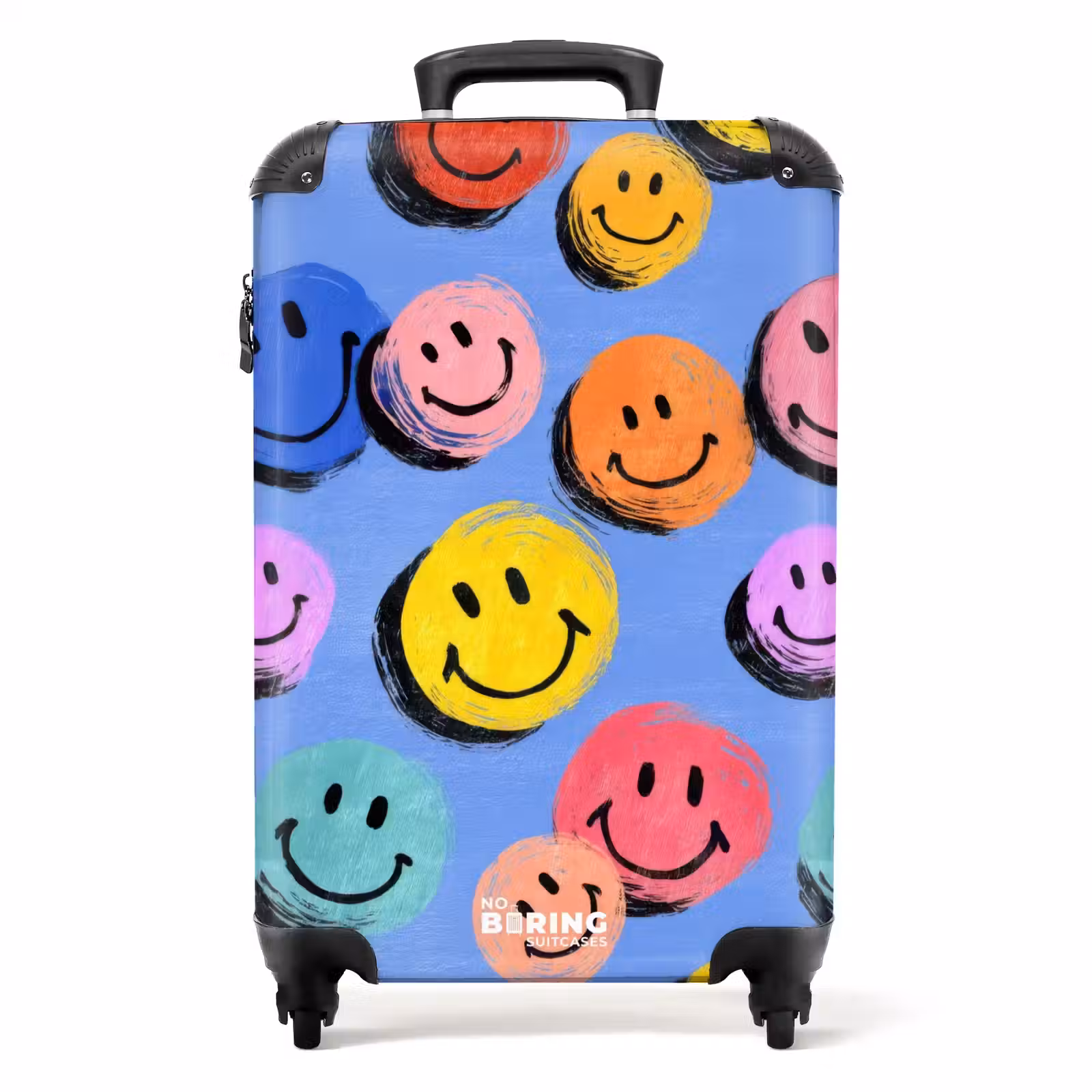 Koffer - Kleurrijke smiley's op een blauwe achtergrond — 1
