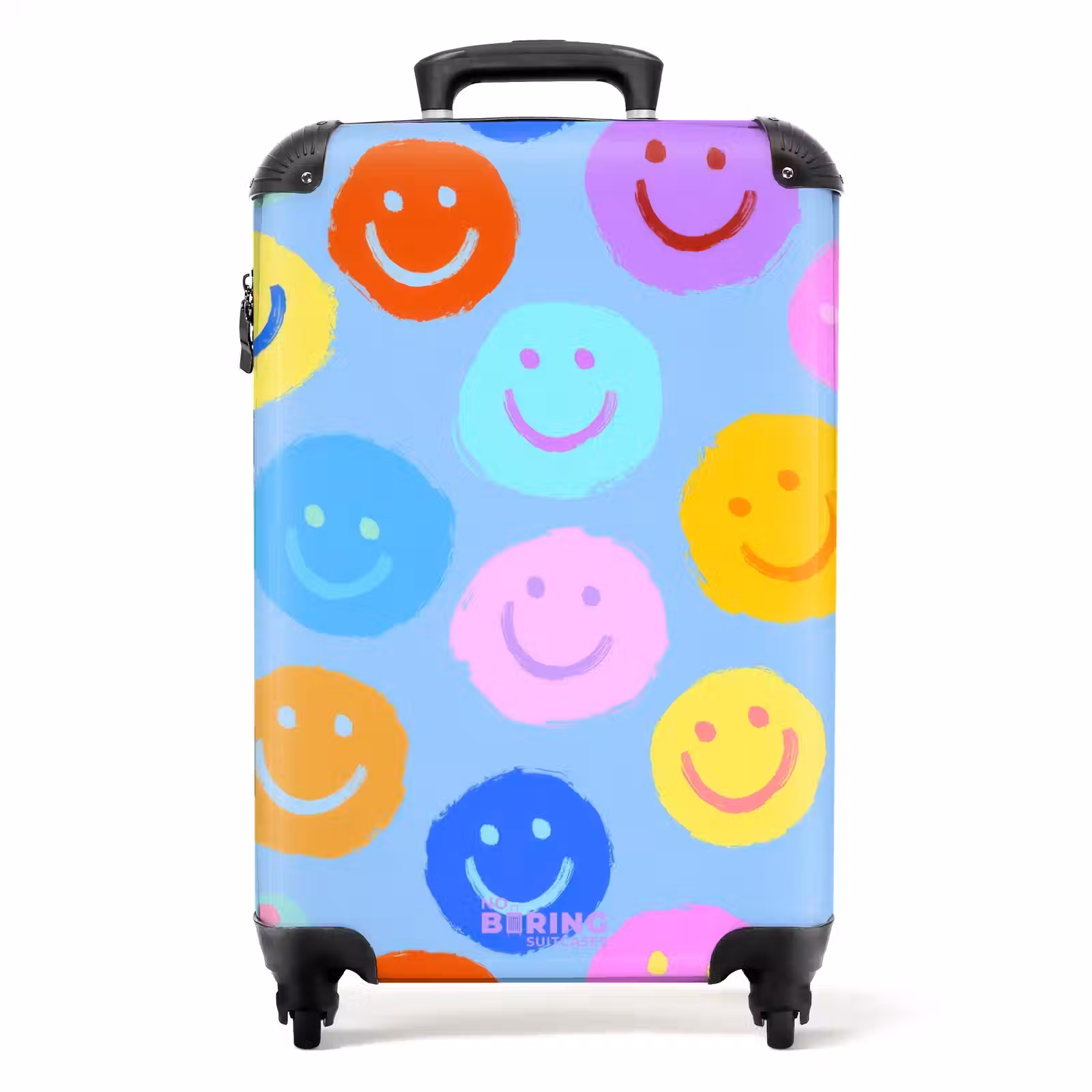 Koffer - Regenboog smiley's op een blauwe achtergrond — 1