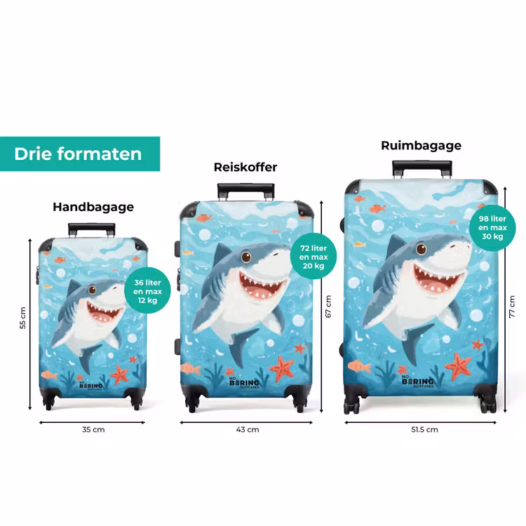 Koffer - animatie haai zwemmend in het water — 3