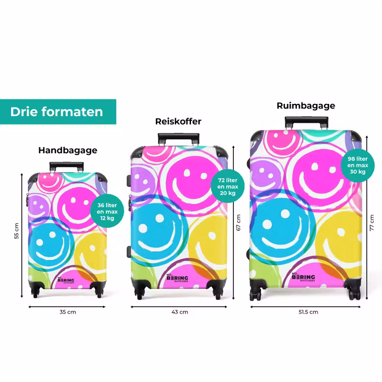 Koffer - Gekleurde smiley's op een witte achtergrond — 3