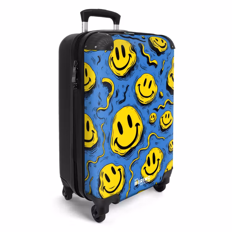 Koffer - Gele kronkelende smiley's op een blauwe achtergrond — 2