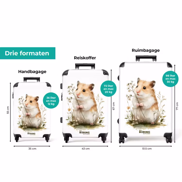 Koffer - Hamster met bloemetjes — 3