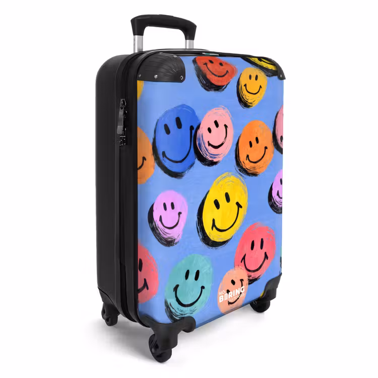Koffer - Kleurrijke smiley's op een blauwe achtergrond — 2
