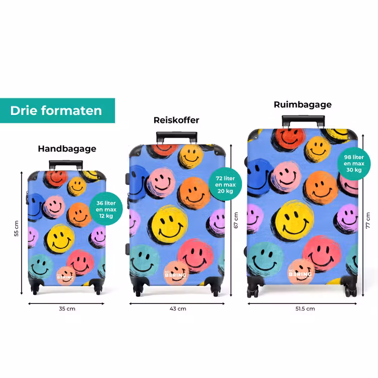 Koffer - Kleurrijke smiley's op een blauwe achtergrond — 3