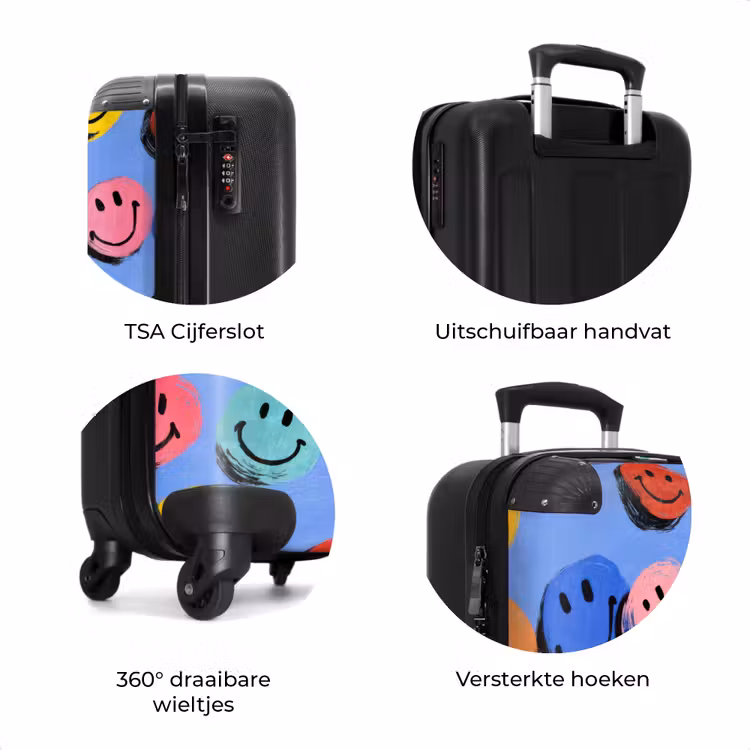 Koffer - Kleurrijke smiley's op een blauwe achtergrond — 8