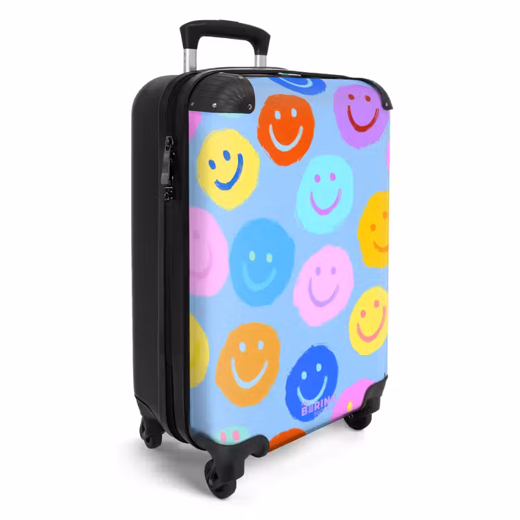 Koffer - Regenboog smiley's op een blauwe achtergrond — 2