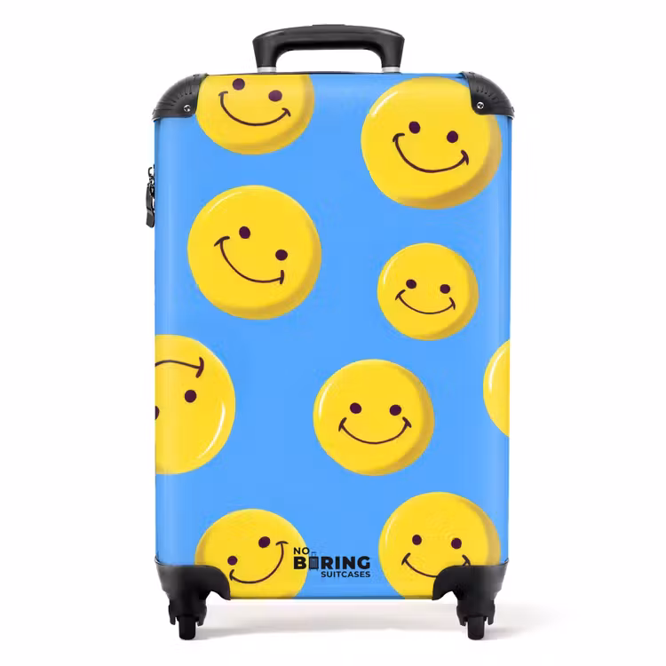 Koffer - Smiley's op een blauwe achtergrond — 1