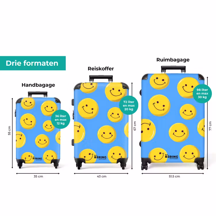 Koffer - Smiley's op een blauwe achtergrond — 3