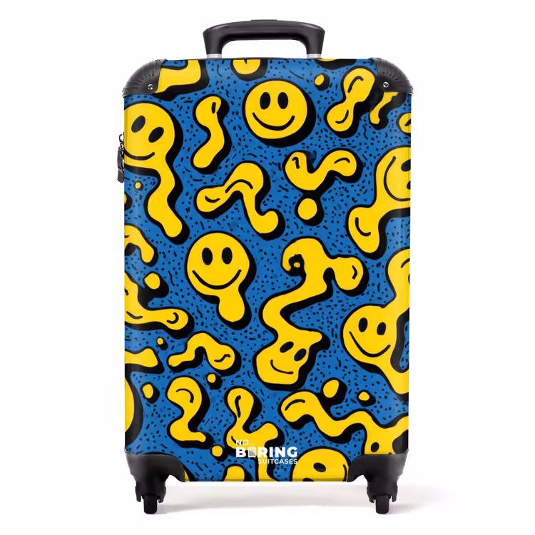 Koffer - Vloeiende smiley's op een blauwe achtergrond — 1